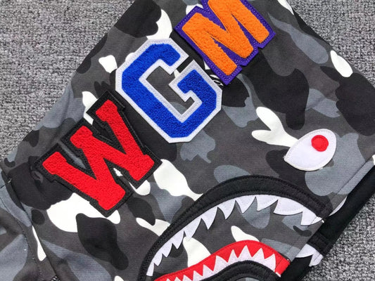 Campera Bape City Camo Shark Wide Full Zip Double Negra