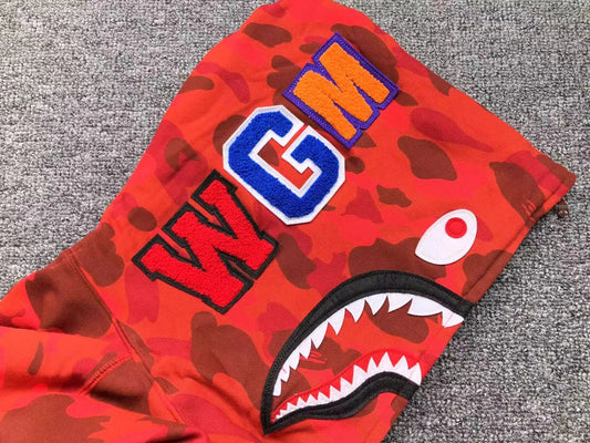 Campera Bape Color Camo Shark Full Zip Roja