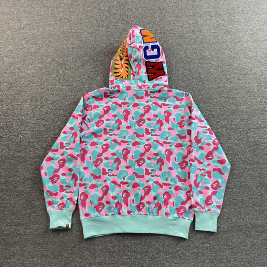 Campera Bape Miami 4th Anniversary Shark Full Zip Rosa Azul
