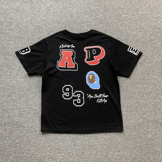 Remera Bape Multi Fonts Negra