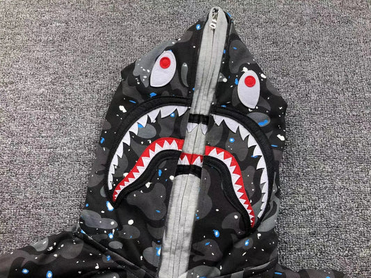 Campera Bape Space Camo Shark Full Zip Double Negra
