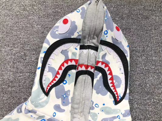 Campera Bape Space Camo Shark Full Zip Double Blanca