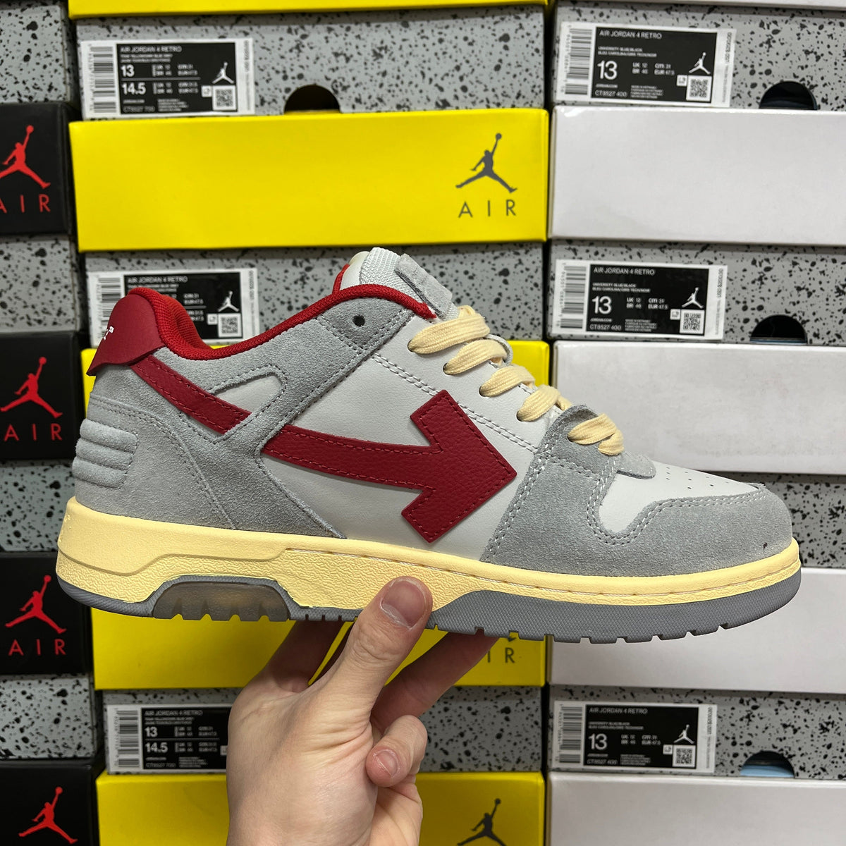 Off White Out Of Office Gris Rojo
