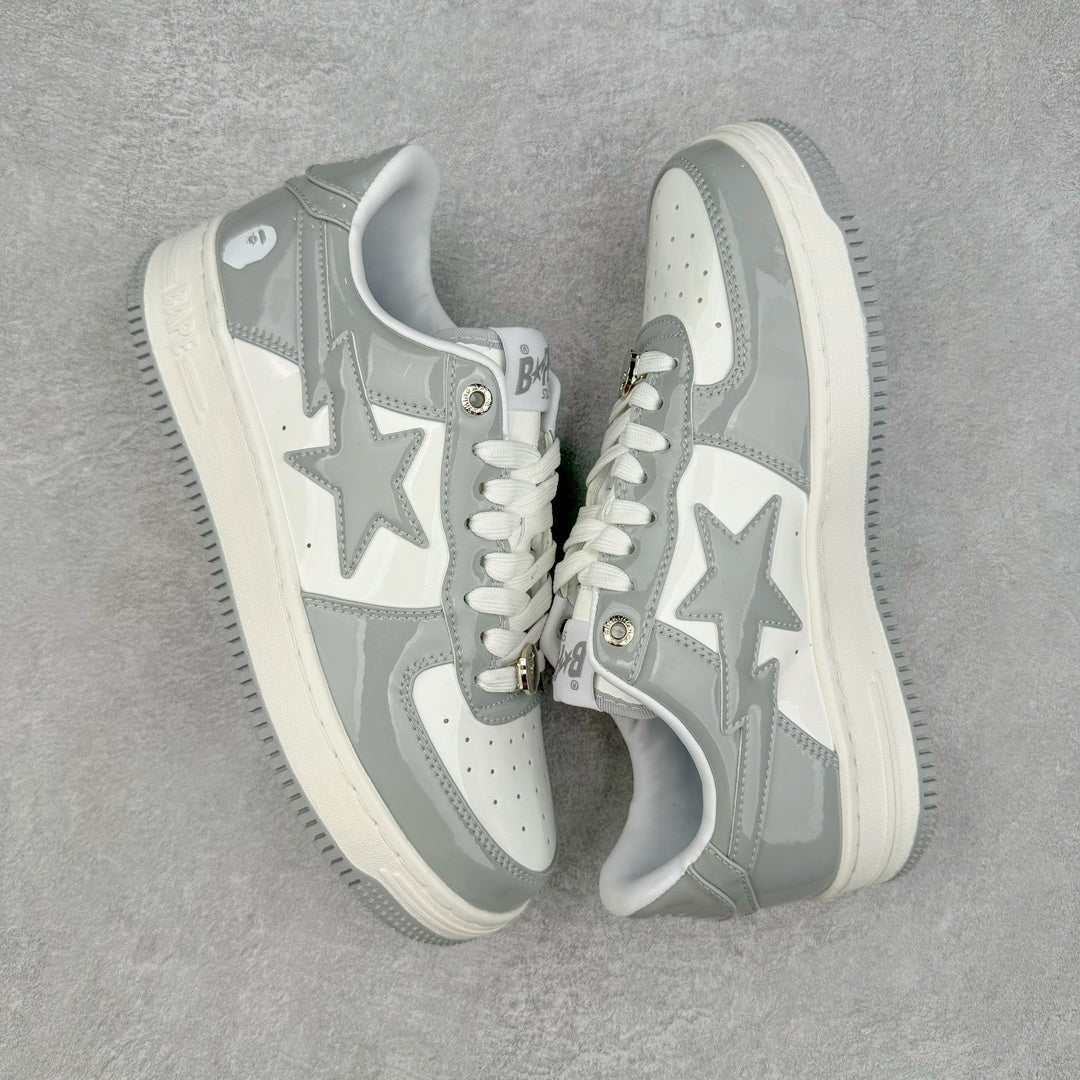 A Bathing Ape Bape Sta Patent Leather Blanco Gris