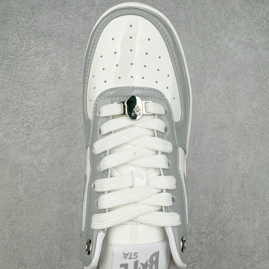 A Bathing Ape Bape Sta Patent Leather Blanco Gris