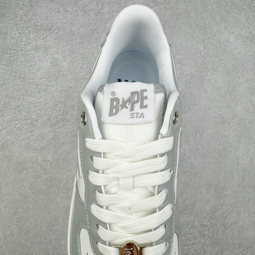 A Bathing Ape Bape Sta Patent Leather Blanco Gris