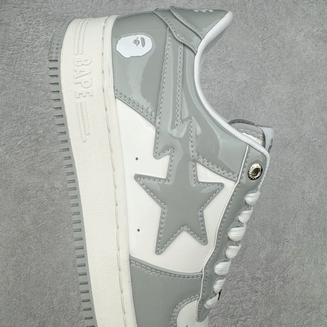 A Bathing Ape Bape Sta Patent Leather Blanco Gris