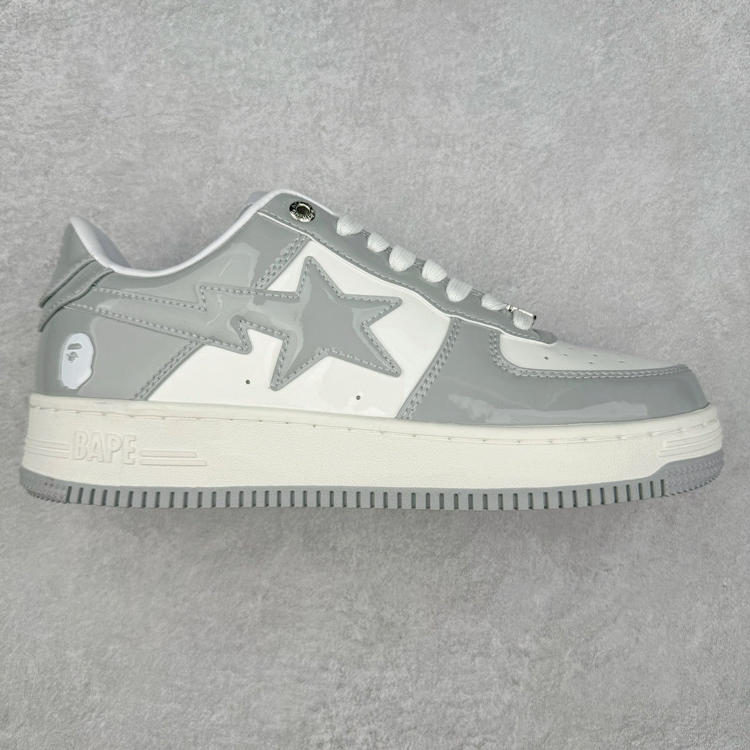 A Bathing Ape Bape Sta Patent Leather Blanco Gris