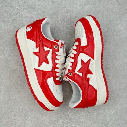 A Bathing Ape Bape Sta Patent Leather Blanco Rojo