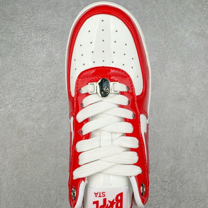 A Bathing Ape Bape Sta Patent Leather Blanco Rojo