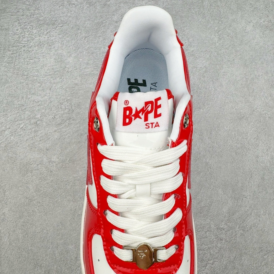 A Bathing Ape Bape Sta Patent Leather Blanco Rojo