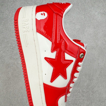 A Bathing Ape Bape Sta Patent Leather Blanco Rojo