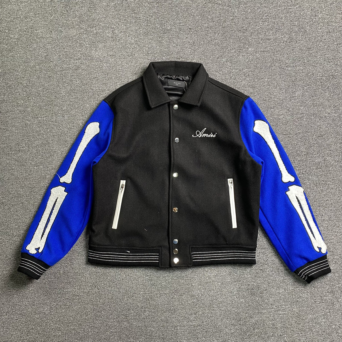 Campera Amiri Bones Bomber Negra Azul