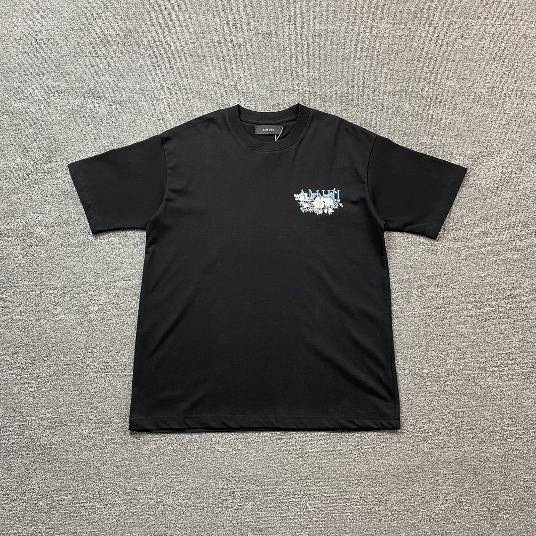 Remera Amiri Floral Logo Negra