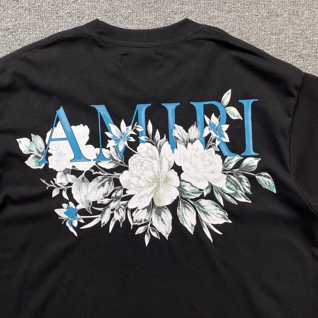Remera Amiri Floral Logo Negra