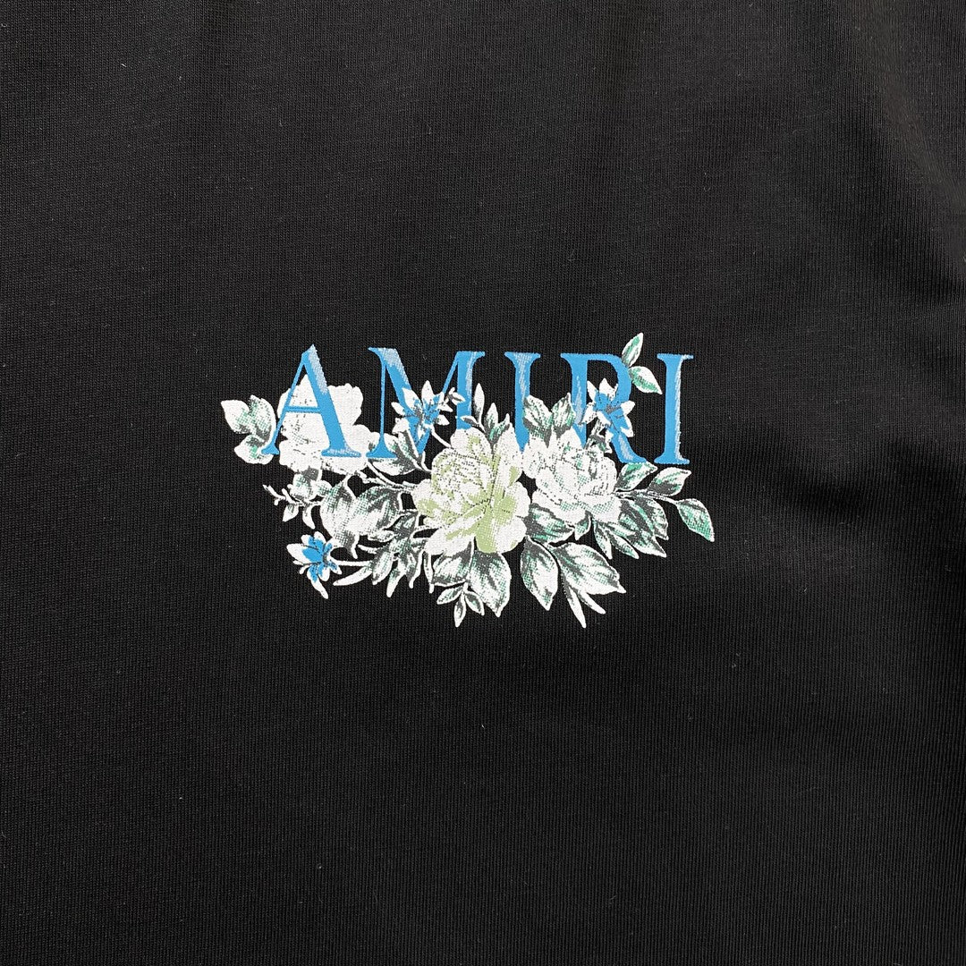 Remera Amiri Floral Logo Negra