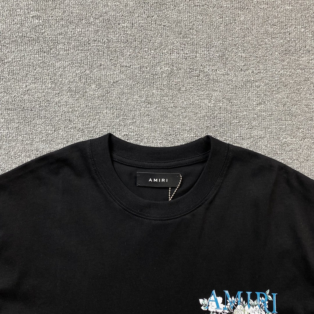 Remera Amiri Floral Logo Negra