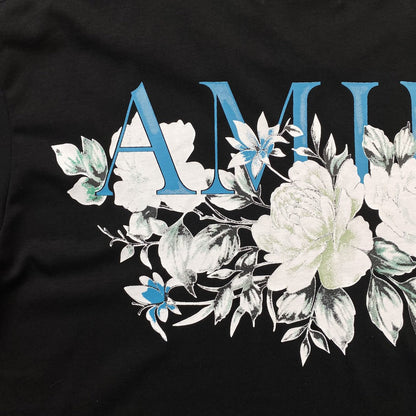 Remera Amiri Floral Logo Negra