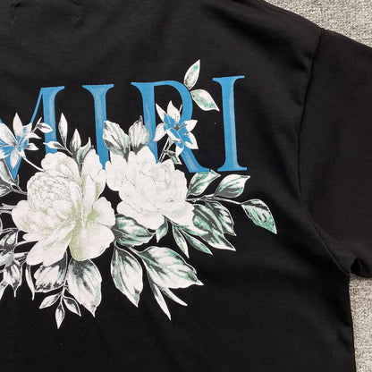 Remera Amiri Floral Logo Negra