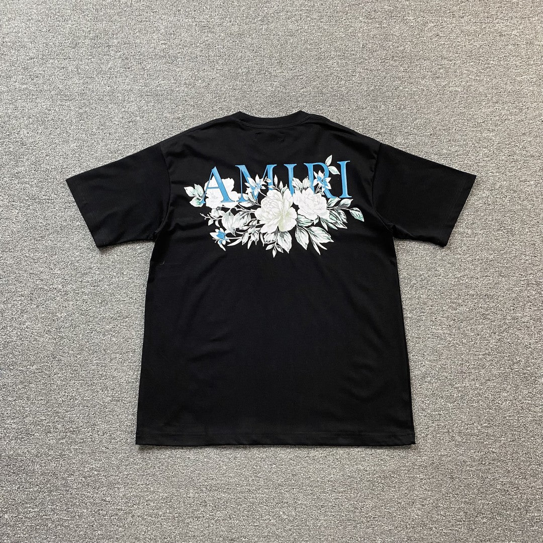 Remera Amiri Floral Logo Negra