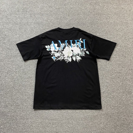 Remera Amiri Floral Logo Negra