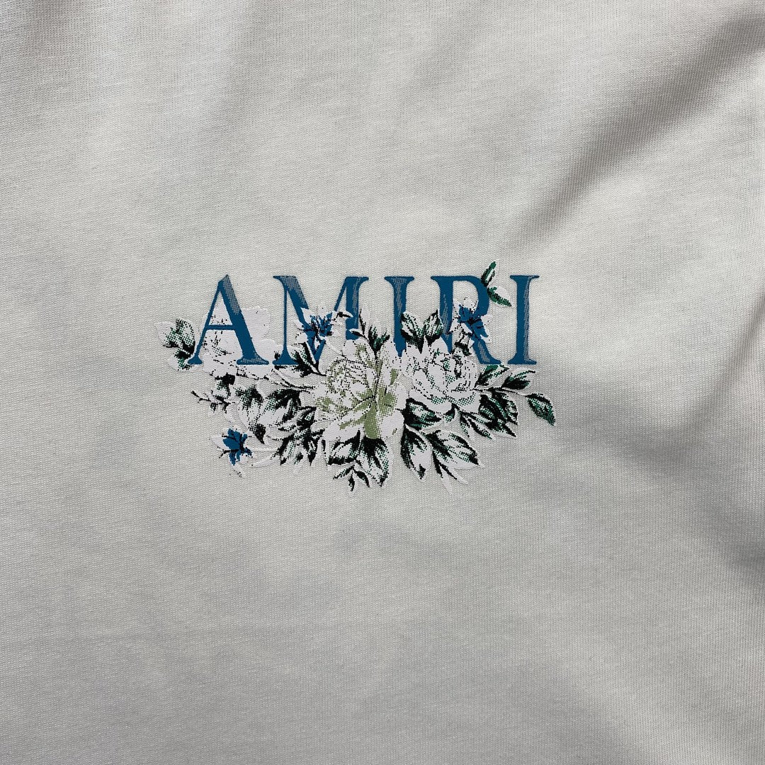 Remera Amiri Floral Logo Blanca