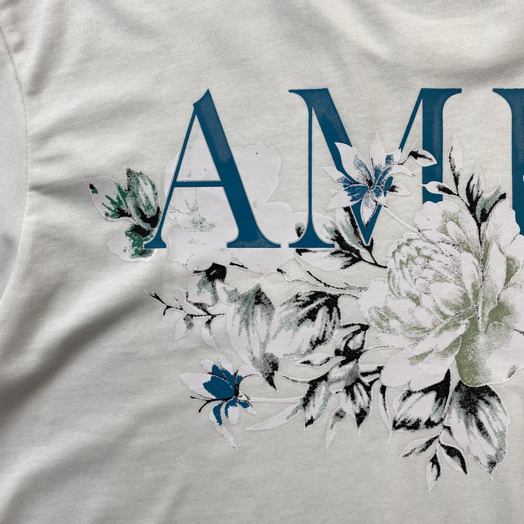 Remera Amiri Floral Logo Blanca