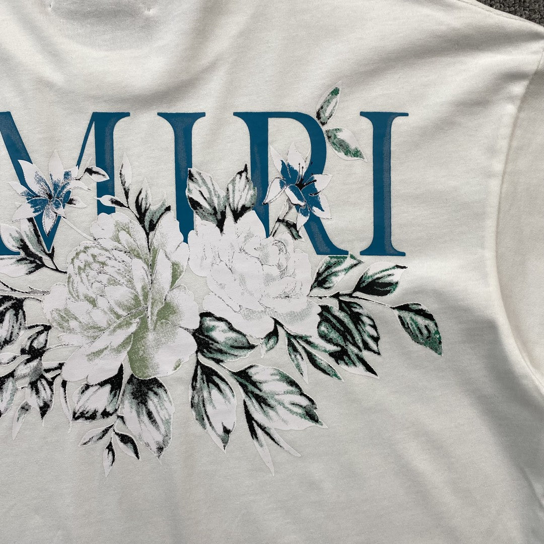 Remera Amiri Floral Logo Blanca