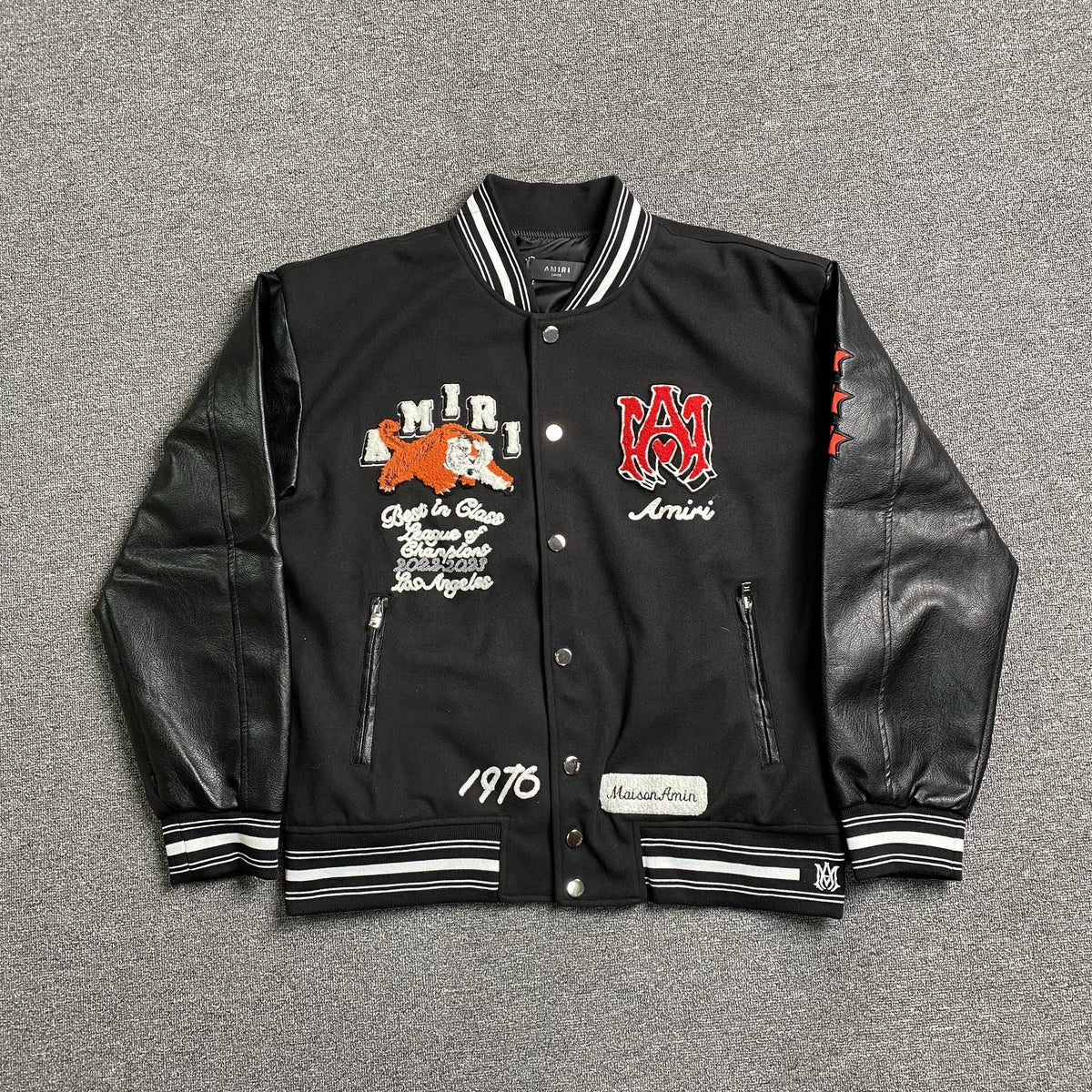 Campera Amiri Logo Patch Tiger Negra