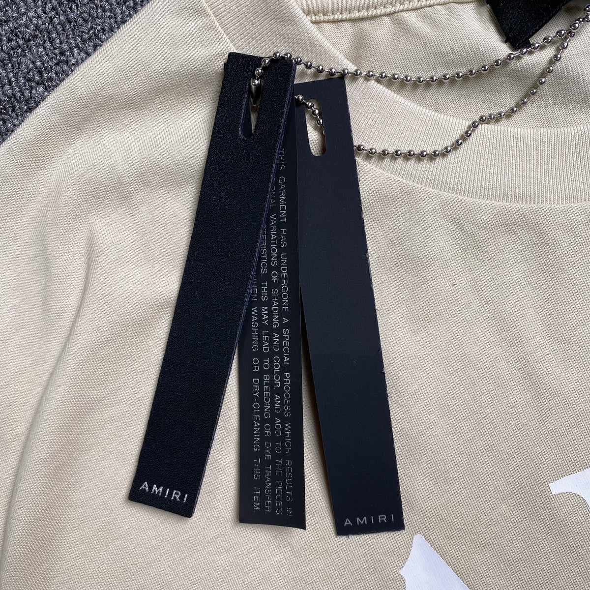 Remera Amiri Ma Bar Logo Beige