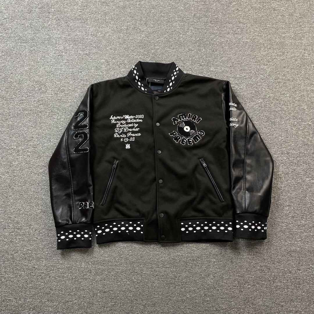 Campera Amiri Premier Record Bomber Negra