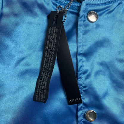 Campera Amiri Satin Flames Souvenir Bomber Azul