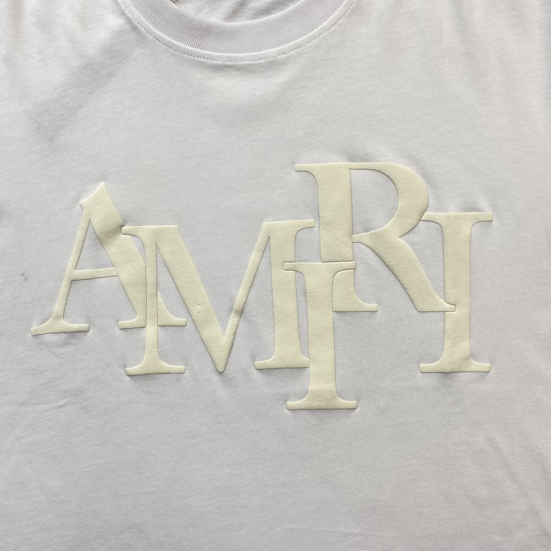 Remera Amiri Staggered Logo Blanca