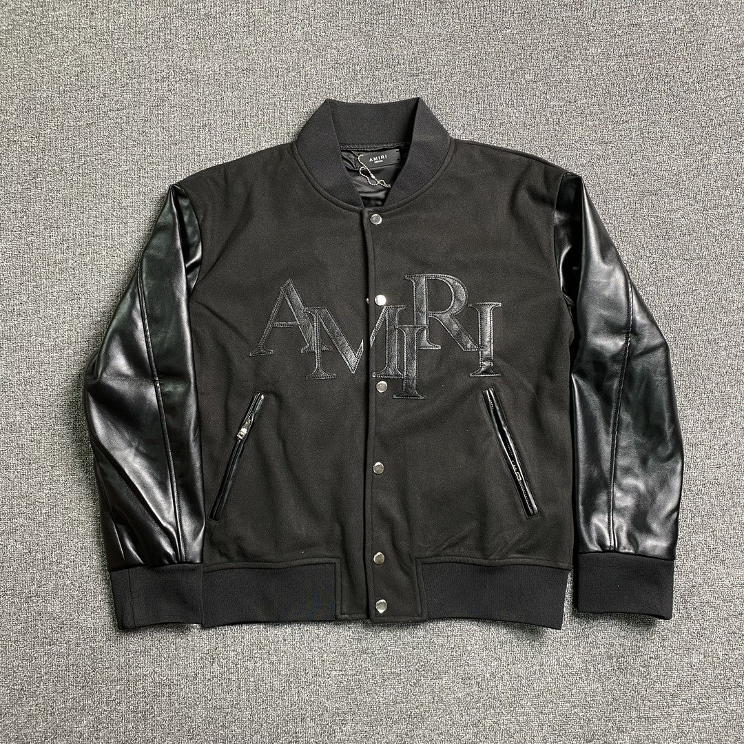 Campera Amiri Staggered Logo Bomber Negra