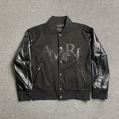 Campera Amiri Staggered Logo Bomber Negra