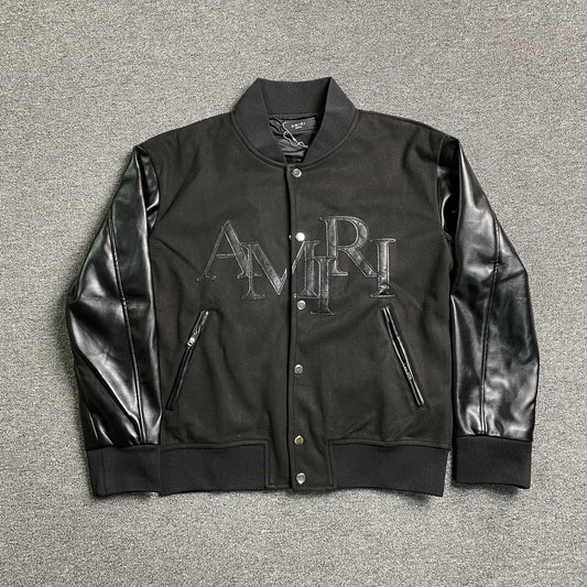 Campera Amiri Staggered Logo Bomber Negra