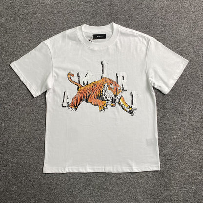 Remera Amiri Vintage Tiger Blanca