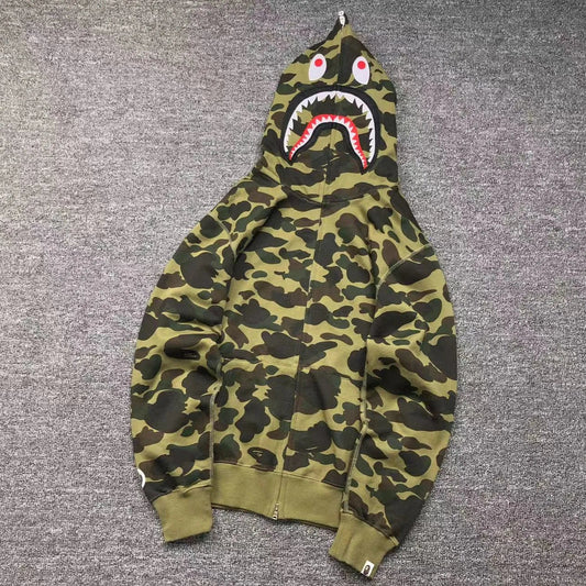 Campera Bape 1St Camo Shark Full Zip Verde