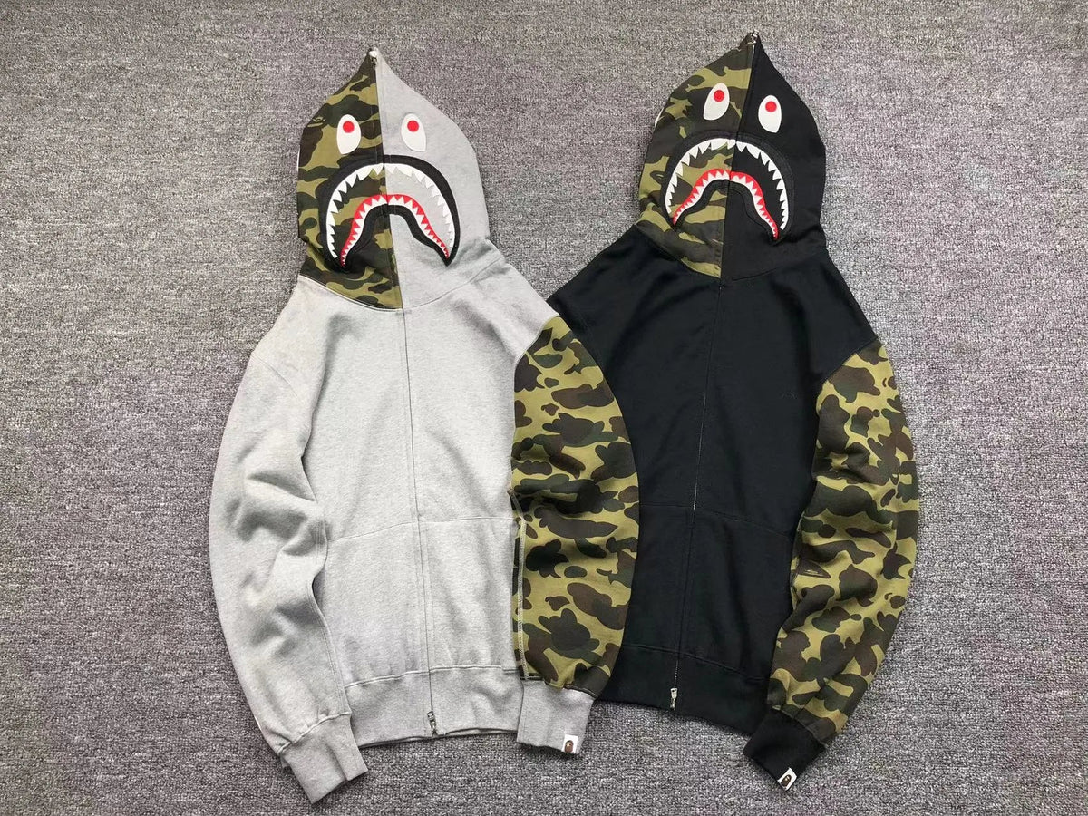 Campera Bape 1St Camo Shark Full Zip Buzo Gris