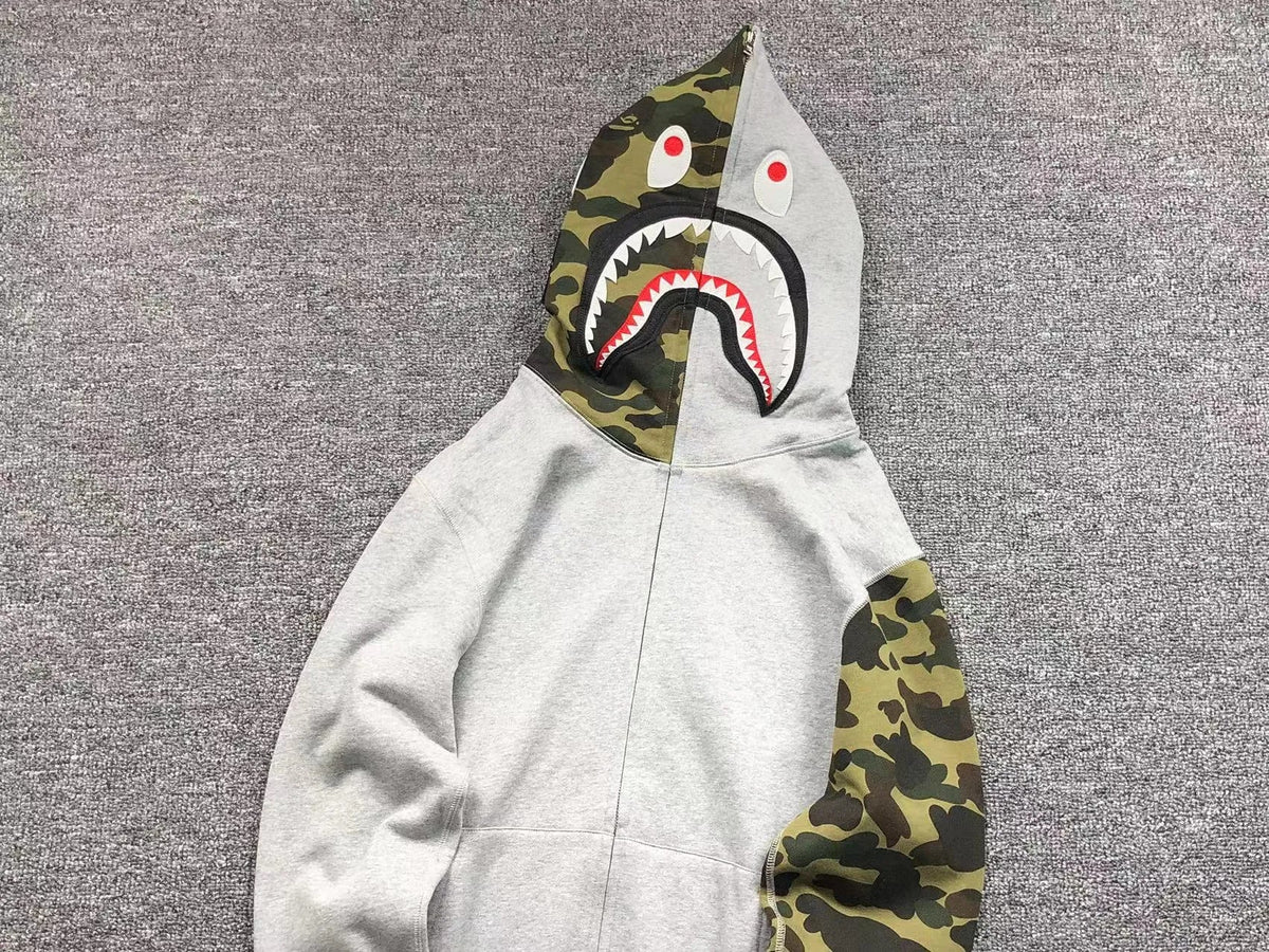 Campera Bape 1St Camo Shark Full Zip Buzo Gris