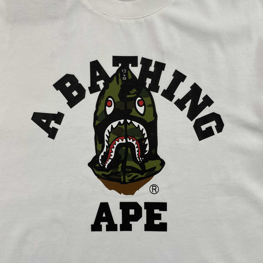 Remera Bape 1st Camo Shark Seijin Blanca