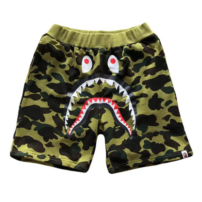Bape 1ST Camo Shark Sweat Shorts Verde