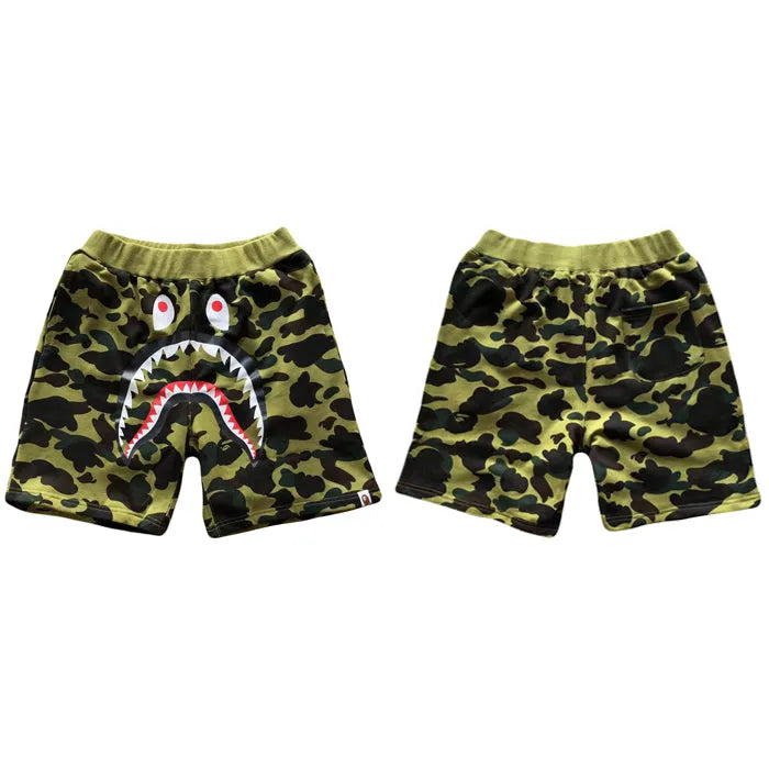 Bape 1ST Camo Shark Sweat Shorts Verde