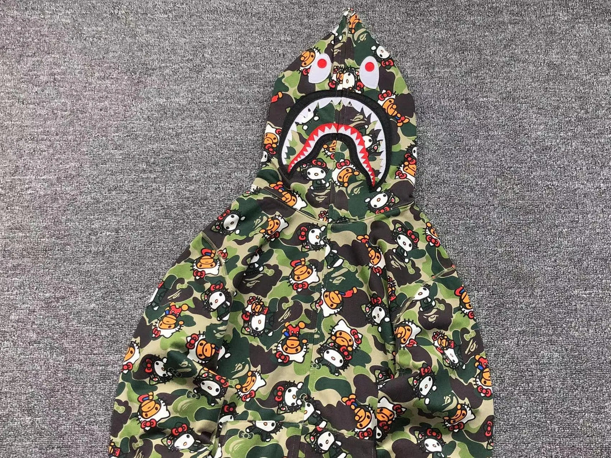 Campera Bape Abc Camo Hello Kitty Shark Full Zip Verde