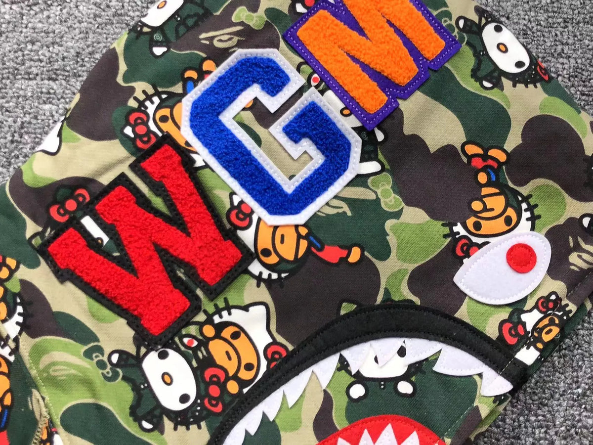 Campera Bape Abc Camo Hello Kitty Shark Full Zip Verde