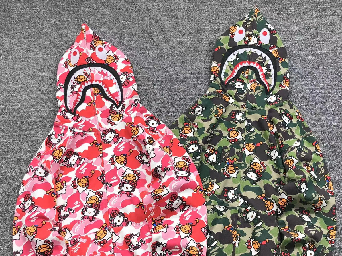 Campera Bape Abc Camo Hello Kitty Shark Full Zip Verde