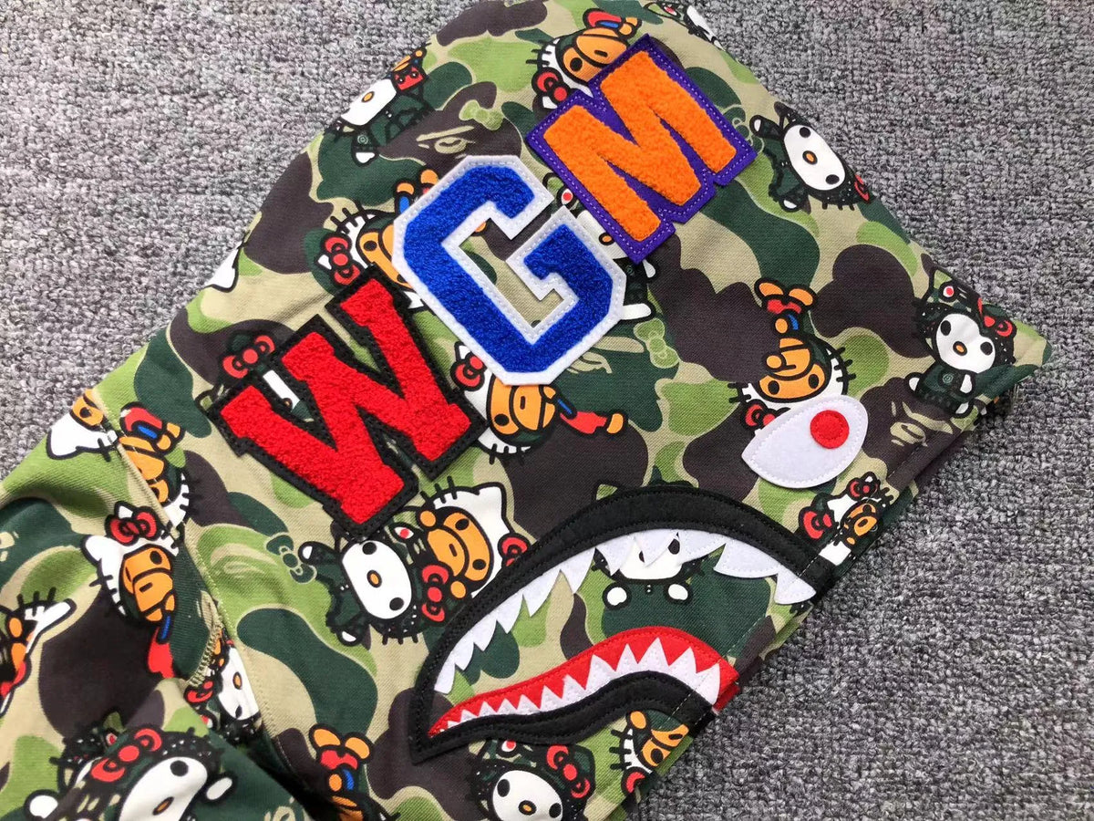 Campera Bape Abc Camo Hello Kitty Shark Full Zip Verde