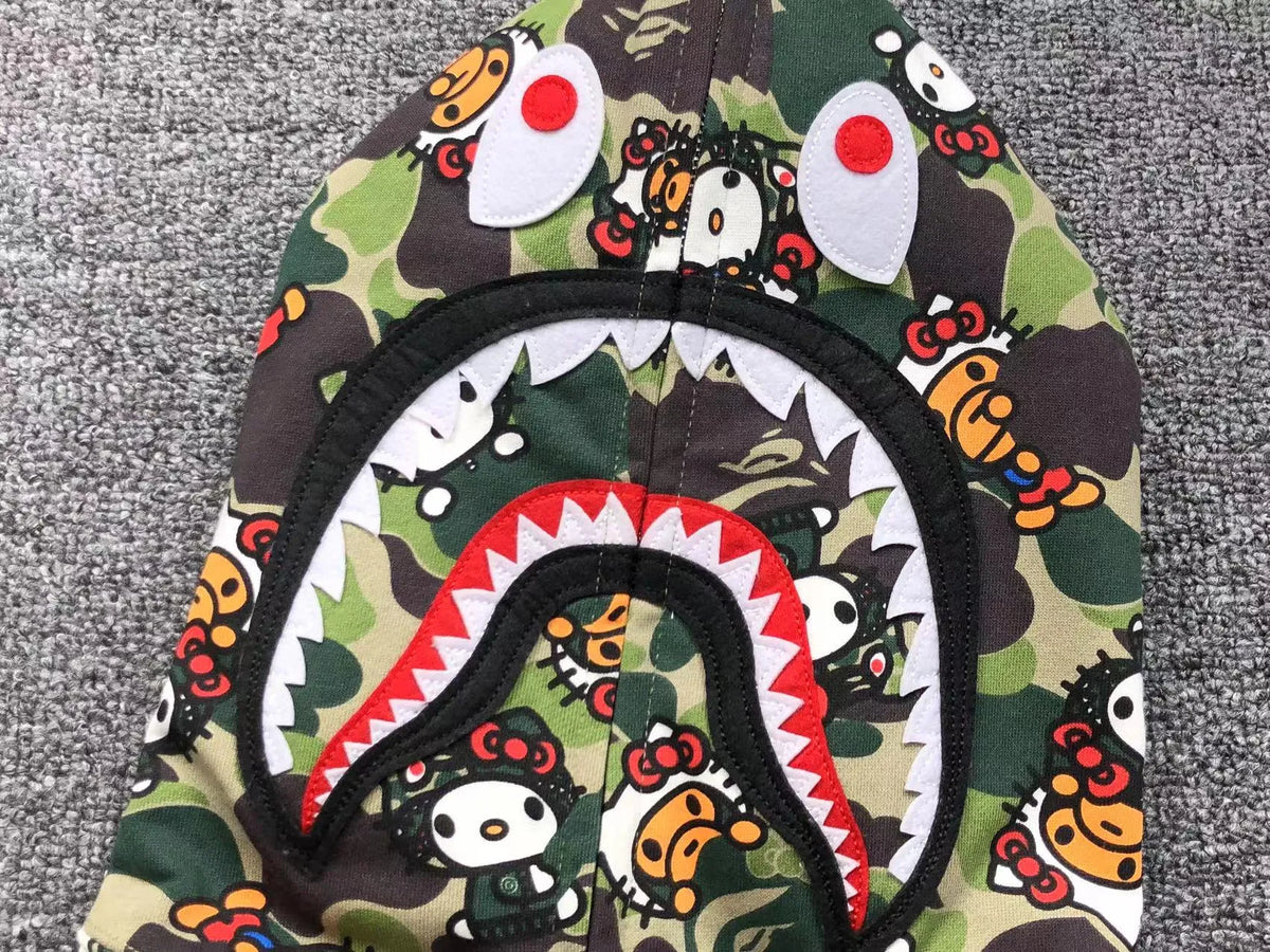 Campera Bape Abc Camo Hello Kitty Shark Full Zip Verde