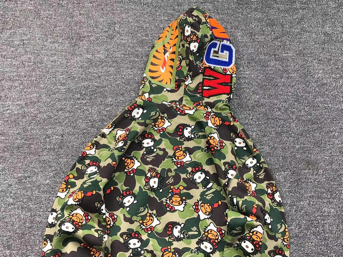 Campera Bape Abc Camo Hello Kitty Shark Full Zip Verde