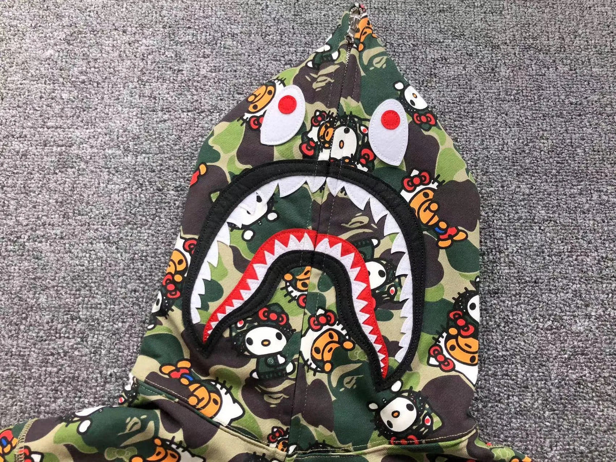 Campera Bape Abc Camo Hello Kitty Shark Full Zip Verde